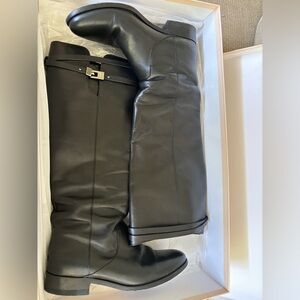 Jimmy Choo Black Leather Hyson Riding Boots EU39